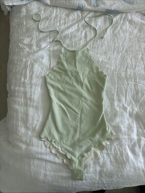 Marysia Swim Sage Scalloped Halter Bandeau